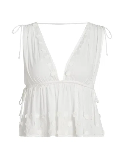 Ulla Johnson Women's Anya Plunging V-neck Cotton Cover-up Top In White