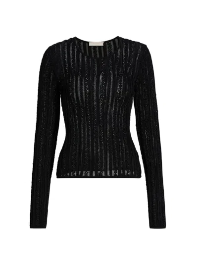 Ulla Johnson Women's Ardith Stretch-knit Long-sleeve Top In Black