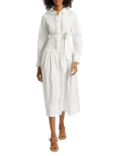 Ulla Johnson Women's Ariane Tie-waist Cotton Shirtdress In White