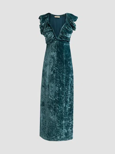 Ulla Johnson Women's Astra Crushed Velvet Column Maxi Dress In Jadeite