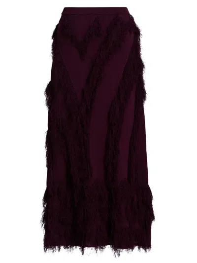 Ulla Johnson Women's Astrid Fringed Knit Maxi Skirt In Brown
