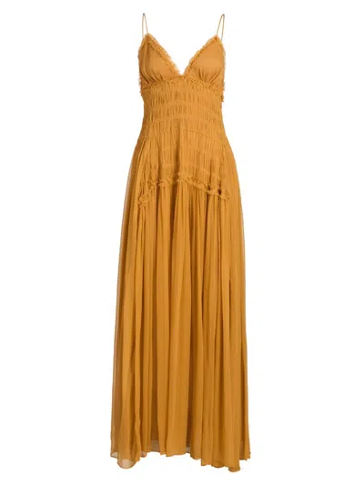 Ulla Johnson Atrani Tiered Silk-chiffon Gown In Yellow