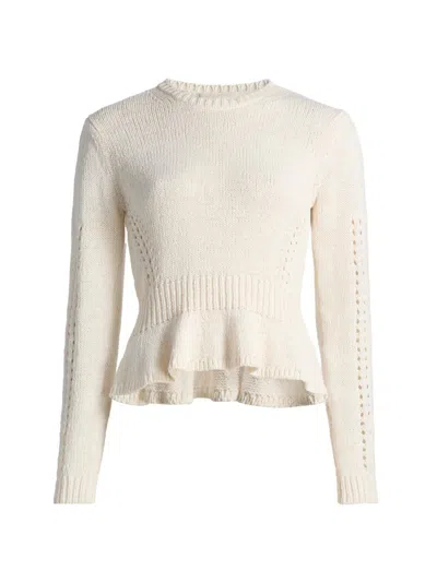 Ulla Johnson Women's Aurelie Open-knit Peplum Pullover Sweater In Brown