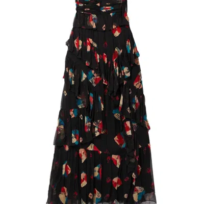 Ulla Johnson Women Aveline Adjustable Shoulder Strap Layered Dress Gown Nocturne In Black