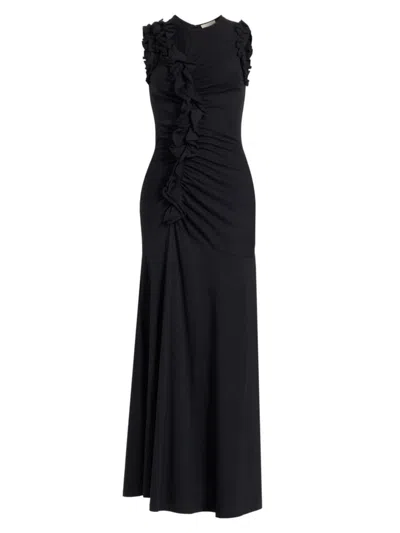 Ulla Johnson Bendetta Ruffled Cotton Sleeveless Maxi Dress In Noir