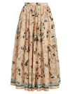 ULLA JOHNSON WOMEN'S CAMBRIE TIERED FLORAL A-LINE MIDI-SKIRT