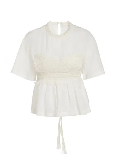 Ulla Johnson Women's Cari Crochet Applique Top In Pristine