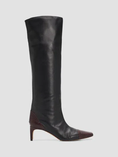 Ulla Johnson Women's Carlyle Lizard-embossed Leather Knee-high Boots In Noir