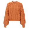 ULLA JOHNSON WOMEN'S CATERINA CABLE KNIT SWEATER IN SIENNA