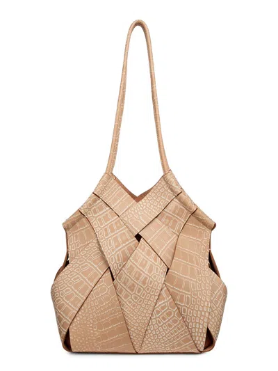 Ulla Johnson Women's Charlotte Large Woven Croc-embossed Leather Shoulder Bag In Sand