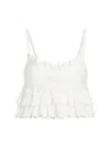 Ulla Johnson Clarissa Cropped Ruffled Broderie Anglaise Cotton Top In White