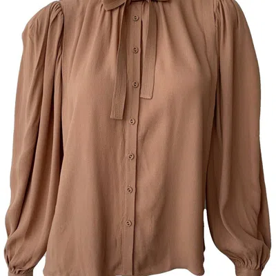 Ulla Johnson Women's Clemens Long Sleeve Tie Bow Blouse In Brown