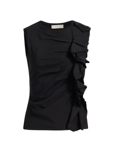 Ulla Johnson Women's Clio Ruched Ruffle Top In Black