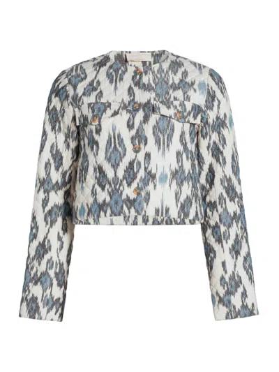 Ulla Johnson Women's Dione Printed Cotton Crop Jacket In Gray