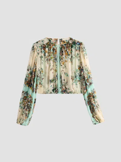 Ulla Johnson Women's Elenora Floral Silk Blouse In Blue