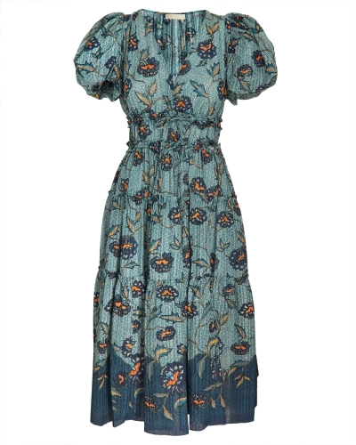 Ulla Johnson Eloisa Tiered Floral-print Cotton-blend Midi Dress In Multi