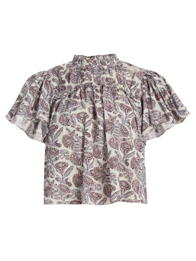 Ulla Johnson Women's Elvie Printed Ruffle Top In Neutral
