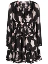 Ulla Johnson Women Emery Tie Dye Ruffled Mini Dress Noir Blur In Black