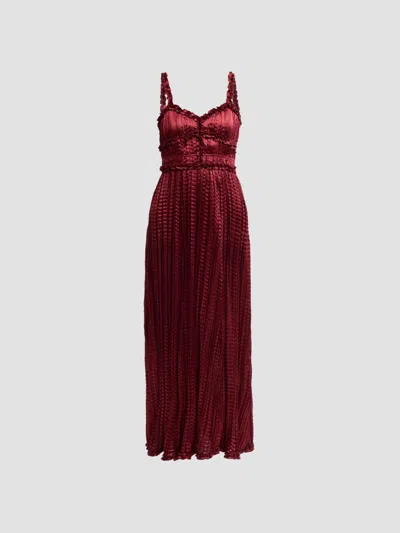 Ulla Johnson Women's Estrella Pleated Satin Midi Dress In Burgundy