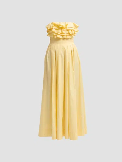 Ulla Johnson Women's Eugenie Cotton Strapless Maxi Dress In Yellow