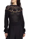 Shop Ulla Johnson Women's Ezra Beaded Crochet Sweater In Noir