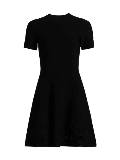 Ulla Johnson Women's Fania Laser-cut Knit Laser Minidress In Black