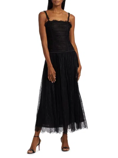 Ulla Johnson Women's Florelle Chantilly Lace Midi-dress In Black