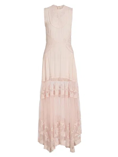 Ulla Johnson Women's Florence Embroidered Silk & Tulle Maxi Dress In Pink