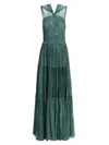 Ulla Johnson Women's Freesia Shirred Silk Chiffon Sleeveless Gown In Green