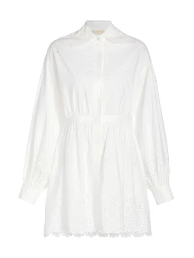 Ulla Johnson Women's Gemma Broderie Anglaise Tie-back Shirtdress In Cowrie