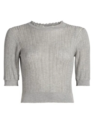 Ulla Johnson Women's Gemma Pointelle-knit Top In Gray