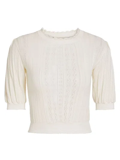 Ulla Johnson Women's Gemma Silk-cotton Pointelle Top In Alabaster