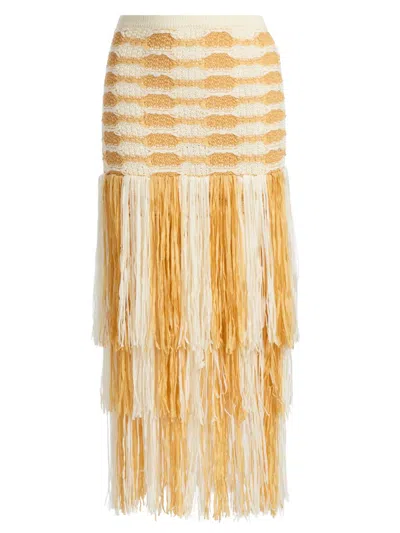 Ulla Johnson Women's Giulietta Fringe Midi-skirt In Sand