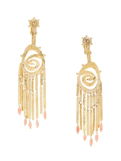 Ulla Johnson Women's Hammered Goldtone & Coral Spiral Drop Earrings In Vintage Coral