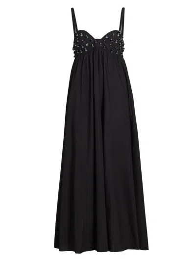 Ulla Johnson Women's Harlan Beaded Cotton Maxi Dress In Black