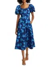 Ulla Johnson Women's Imara Floral Cotton Poplin Midi-dress In Blue