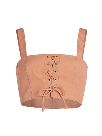 Ulla Johnson Women's Isla Lace-up Crop Top In Sedona