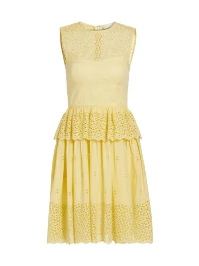 Ulla Johnson Women's Jessica Geometric Eyelet Cotton Minidress In Chantilly