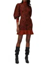 Ulla Johnson Joni Printed Ruffled Hem Mini Dress In Rust Wool In Red