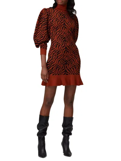 ULLA JOHNSON WOMEN'S JONI ZEBRA MINI PEPLUM DRESS