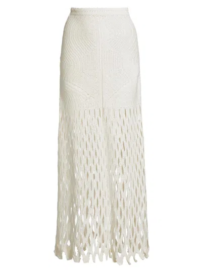 Ulla Johnson Women's Kalista Crochet Cotton Skirt In White