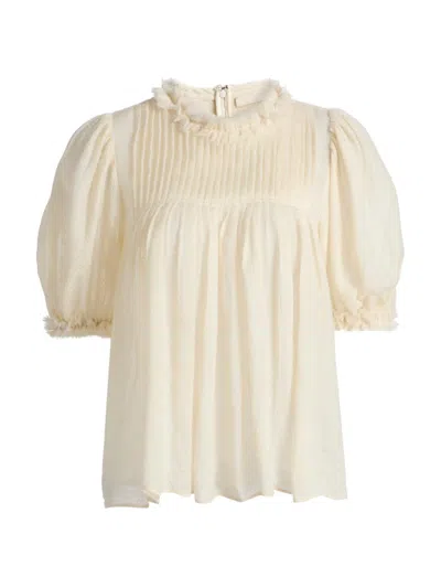 Ulla Johnson Women's Karlyn Pleated Wool Top In White