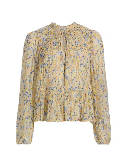 Ulla Johnson Women's Leandra Printed Silk Blouse In Yellow