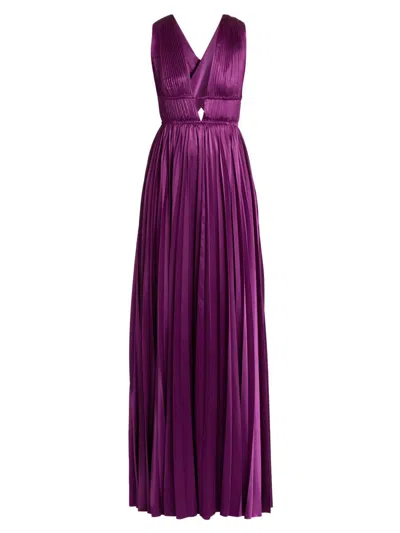 Ulla Johnson Women's Lena Accordion-pleated Satin Gown In Purple