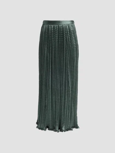 Ulla Johnson Women's Lira Pleated Ripple-satin Midi Skirt In Green