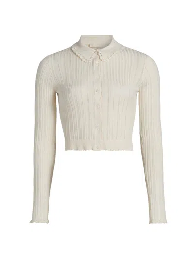 Ulla Johnson Women's Lottie Pointelle-knit Cardigan In White