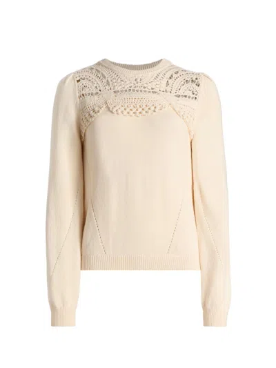 Ulla Johnson Women's Lucette Crochet-yoke Sweater In Brown
