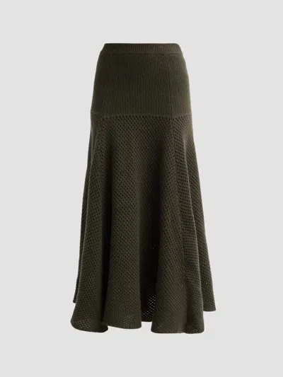 Ulla Johnson Women's Lucia Waffle-knit Merino Wool Maxi Skirt In Militaire