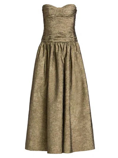Ulla Johnson Lumina Strapless Taffeta Dress In Gold