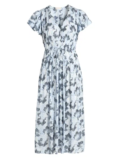 Ulla Johnson Lyria Printed Cotton Midi Dress In Blue